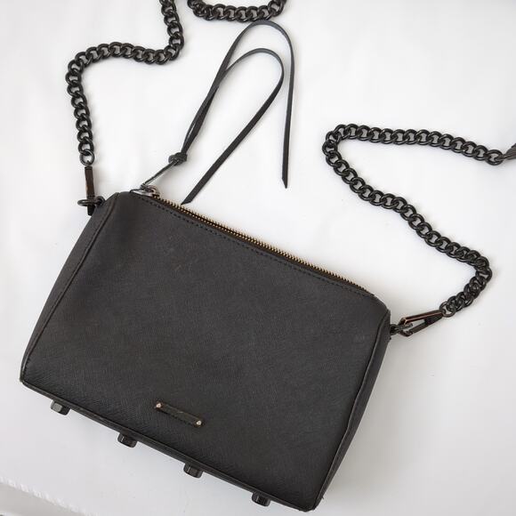 Rebecca Minkoff Crossbody Black Purse Matte Textured Tassel Chain Zipper Bag - Picture 5 of 8